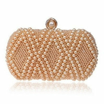 Beaded wedding bridal evening bags hollow fashion women clutch pearl