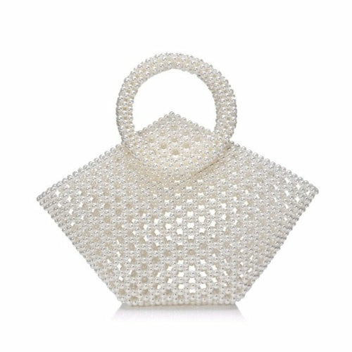 Beaded wedding bridal evening bags hollow fashion women clutch pearl