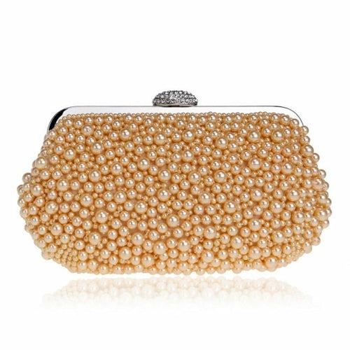 Beaded wedding bridal evening bags hollow fashion women clutch pearl