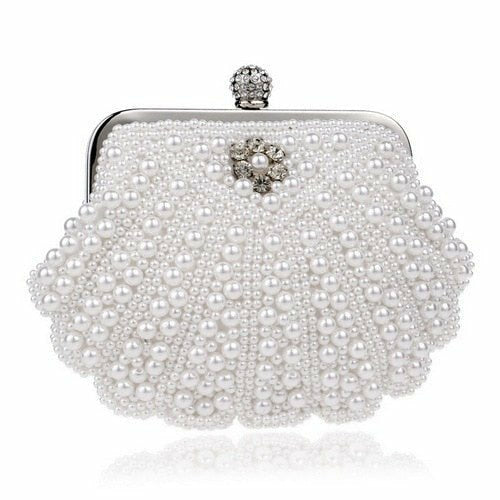 Beaded wedding bridal evening bags hollow fashion women clutch pearl