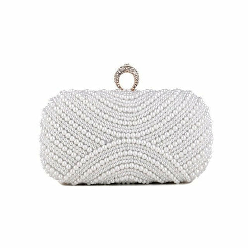 Beaded wedding bridal evening bags hollow fashion women clutch pearl