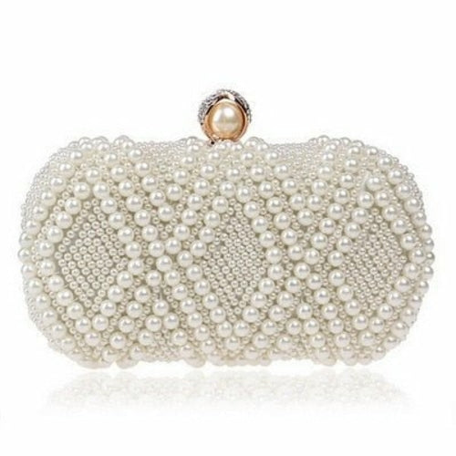 Beaded wedding bridal evening bags hollow fashion women clutch pearl