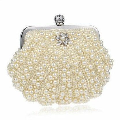 Beaded wedding bridal evening bags hollow fashion women clutch pearl