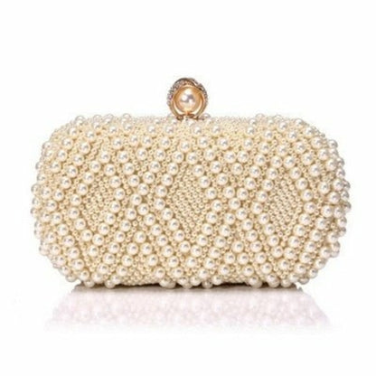 Beaded wedding bridal evening bags hollow fashion women clutch pearl