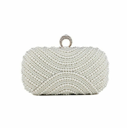 Beaded wedding bridal evening bags hollow fashion women clutch pearl