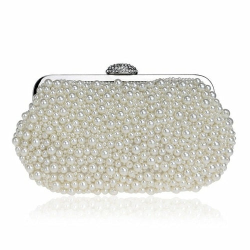 Beaded wedding bridal evening bags hollow fashion women clutch pearl