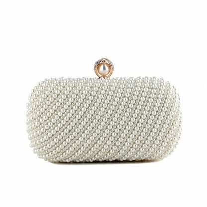 Beaded wedding bridal evening bags hollow fashion women clutch pearl