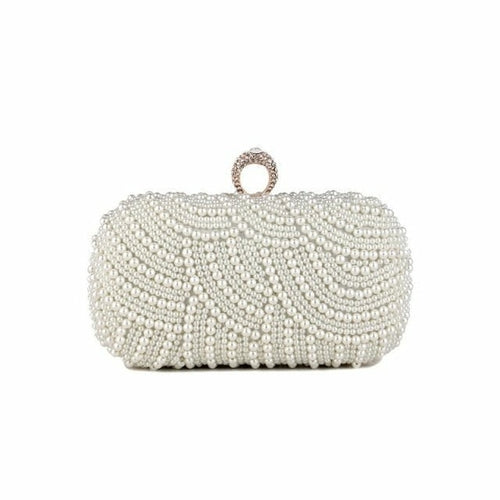 Beaded wedding bridal evening bags hollow fashion women clutch pearl