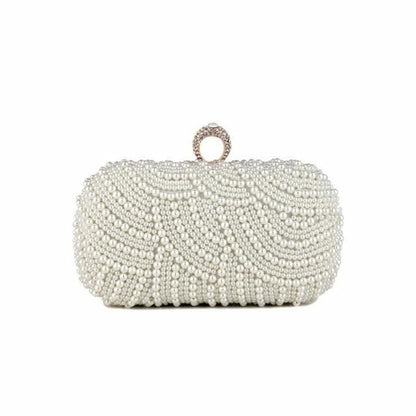 Beaded wedding bridal evening bags hollow fashion women clutch pearl