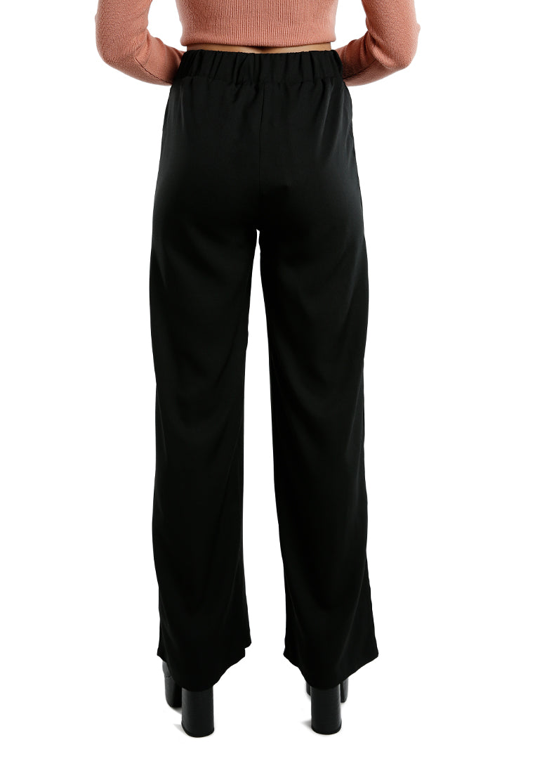 belted tie wide leg pants