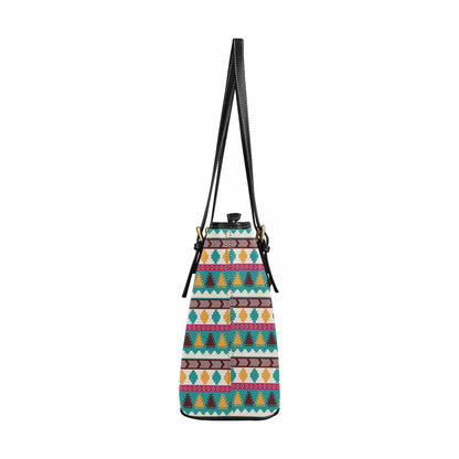 Large Leather Tote Shoulder Bag - Bohemian Multicolor Illustration