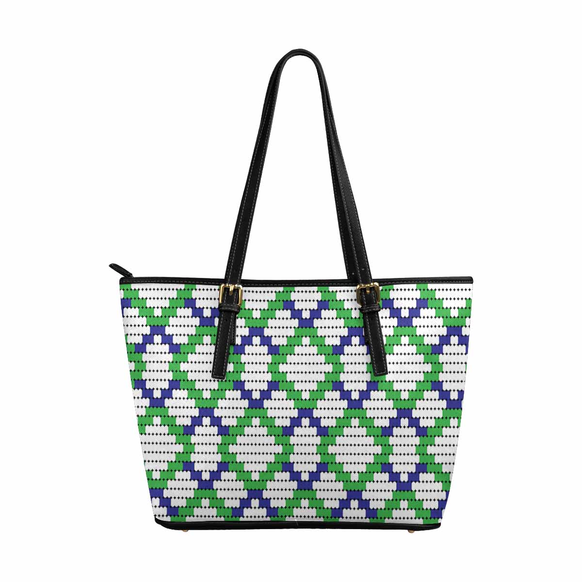 Large Leather Tote Shoulder Bag - Bohemian Multicolor Illustration