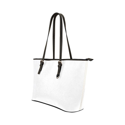 Large Leather Tote Shoulder Bag - Solid White