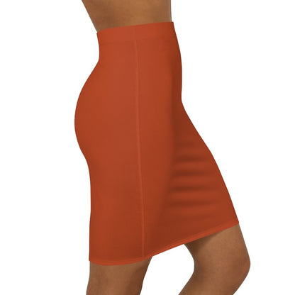 Womens Pencil Skirt, Rust Stretch Mini