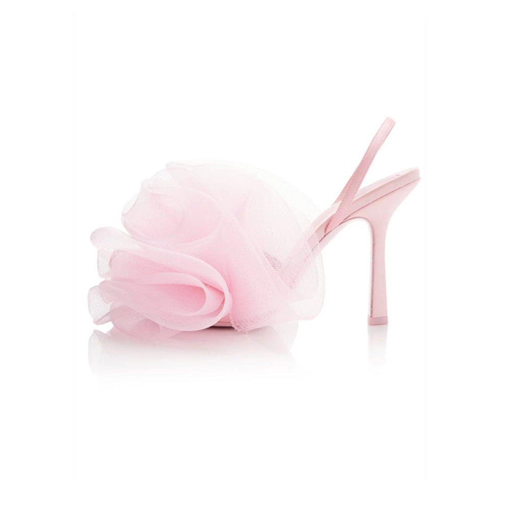 Mesh Bath Ball Flower Ankle-strap Stilettos High Heels