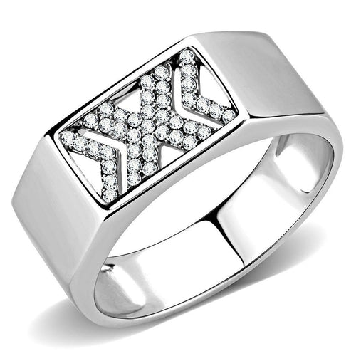 DA285 - High polished (no plating) Stainless Steel Ring with AAA Grade