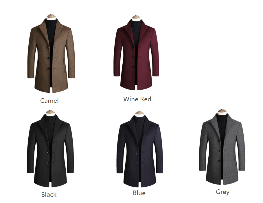 High Quality Men Coats Autumn Winter Solid Color Men&