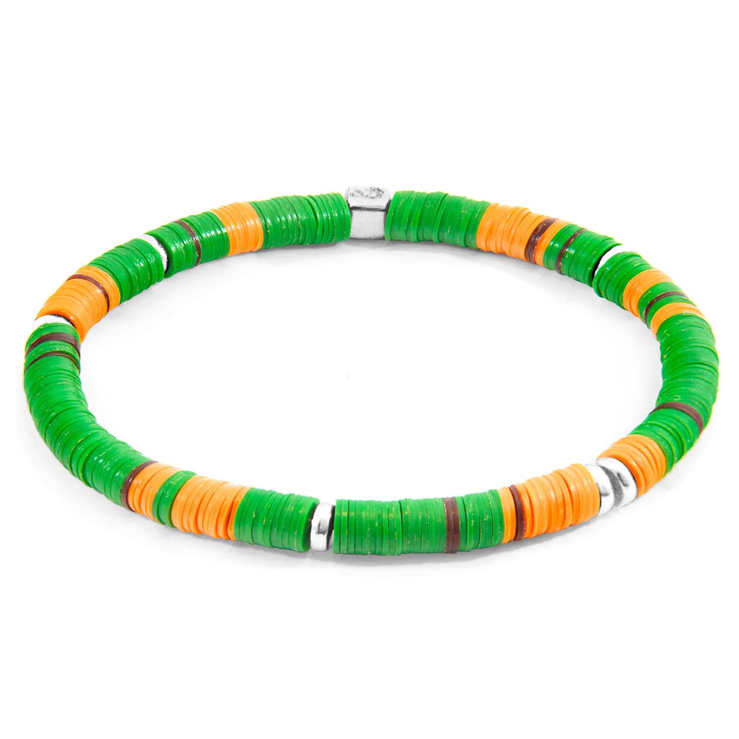 Green Malawi Silver and Vinyl Disc Bracelet