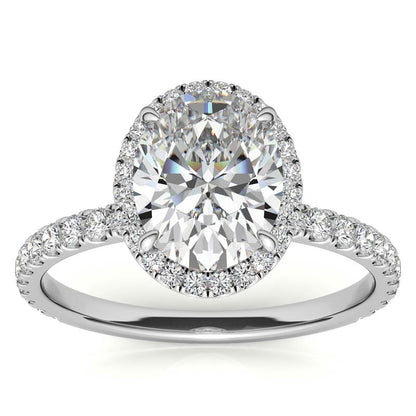 Witgouden moissanite ovale halo-ring – LR00392