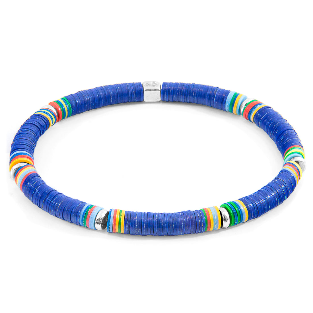 Blue Nakuru Silver and Vinyl Disc Bracelet