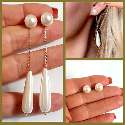 Swarovski Pearl &amp; Shell Pearl 2-way Earrings