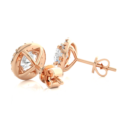 Rose Gold Moissanite Round Shape Detachable Earring – WE0081