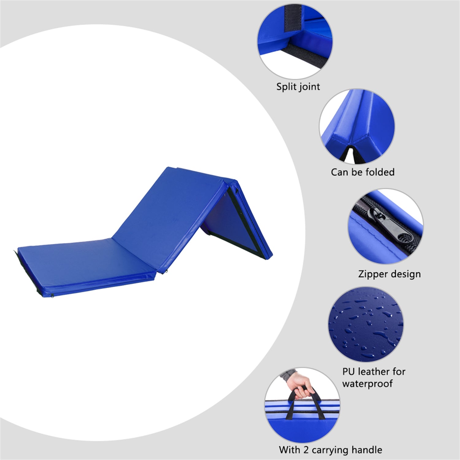 55&quot;x24&quot;x1.2&quot; Tri-fold Gymnastics Yoga Mat with Hand Buckle