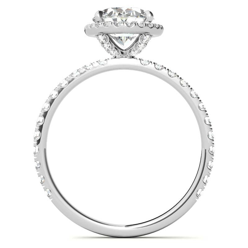 Witgouden moissanite ovale halo-ring – LR00392