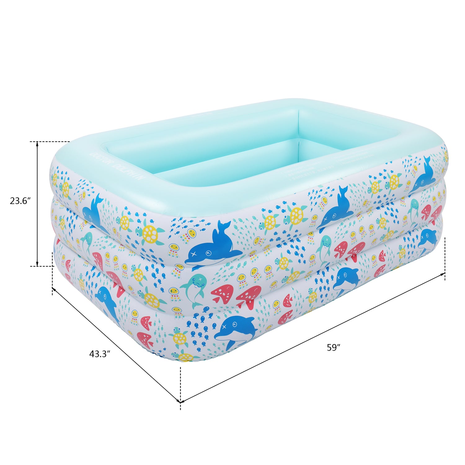 59&quot; X 43.3&quot; X 23.6&quot; Inflatable Swim Pool for Kids