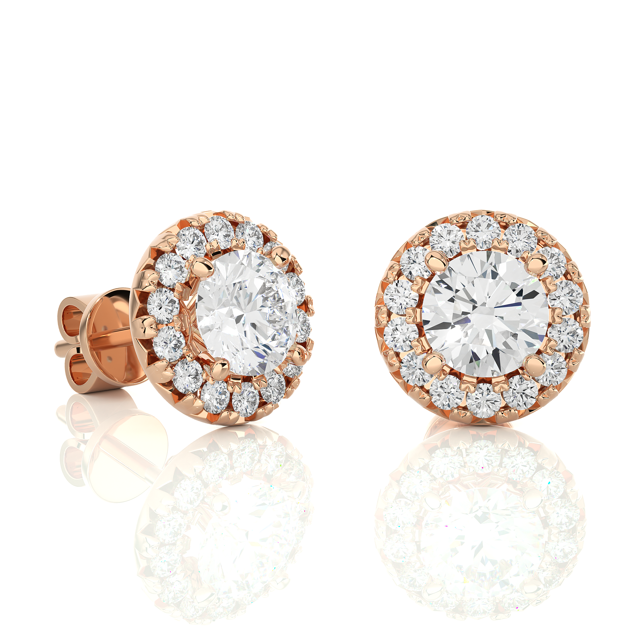 Rose Gold Moissanite Round Shape Detachable Earring – WE0081