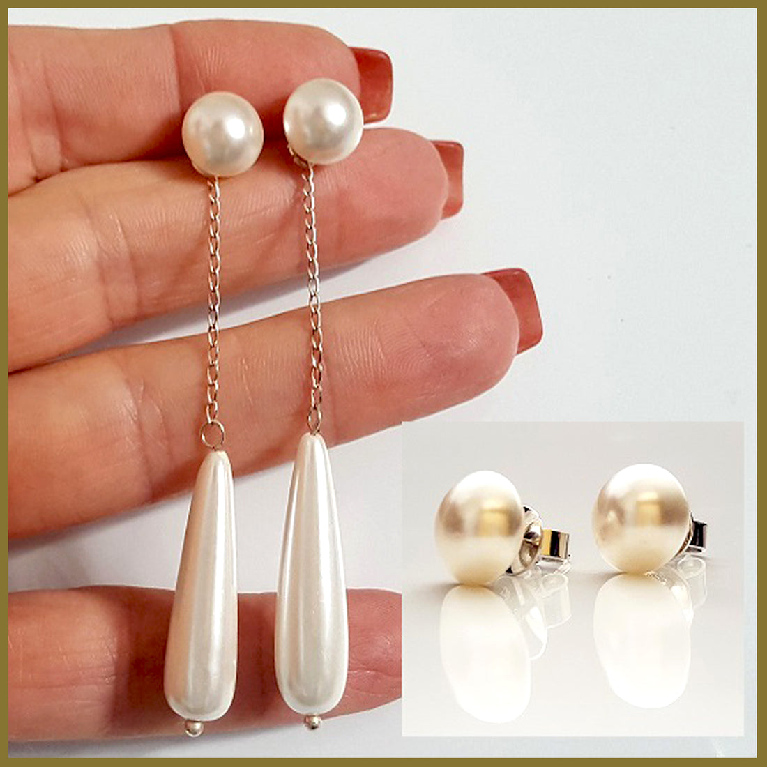 Swarovski Pearl &amp; Shell Pearl 2-way Earrings