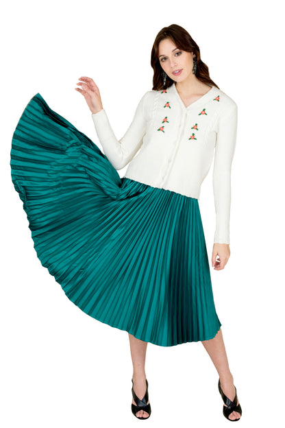 Emerald Green Pleated Skirt