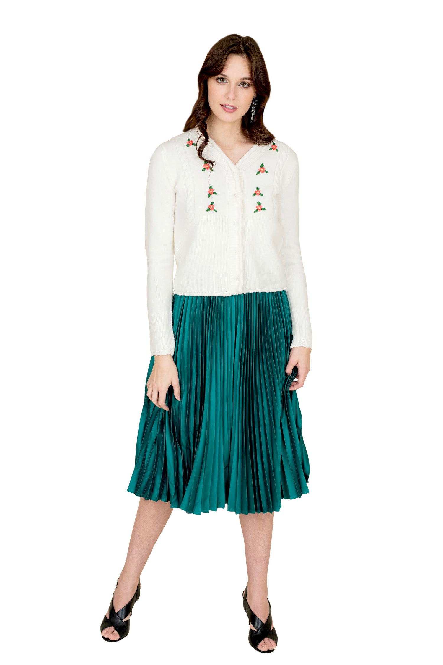 Emerald Green Pleated Skirt