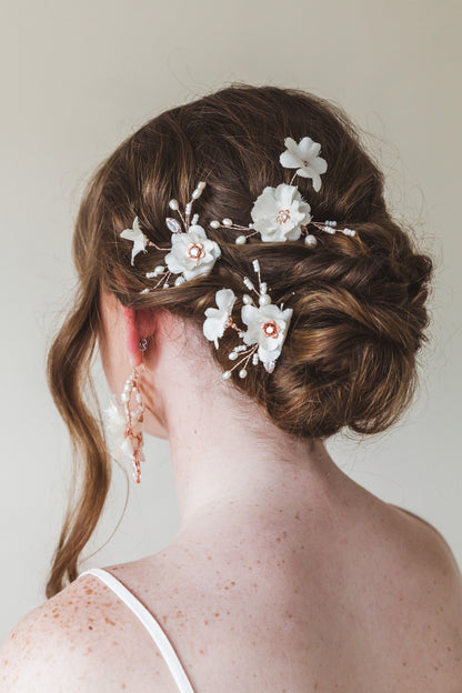 ELAIA Silk flower bridal hair pins Set of 3 Floral wedding hair pins