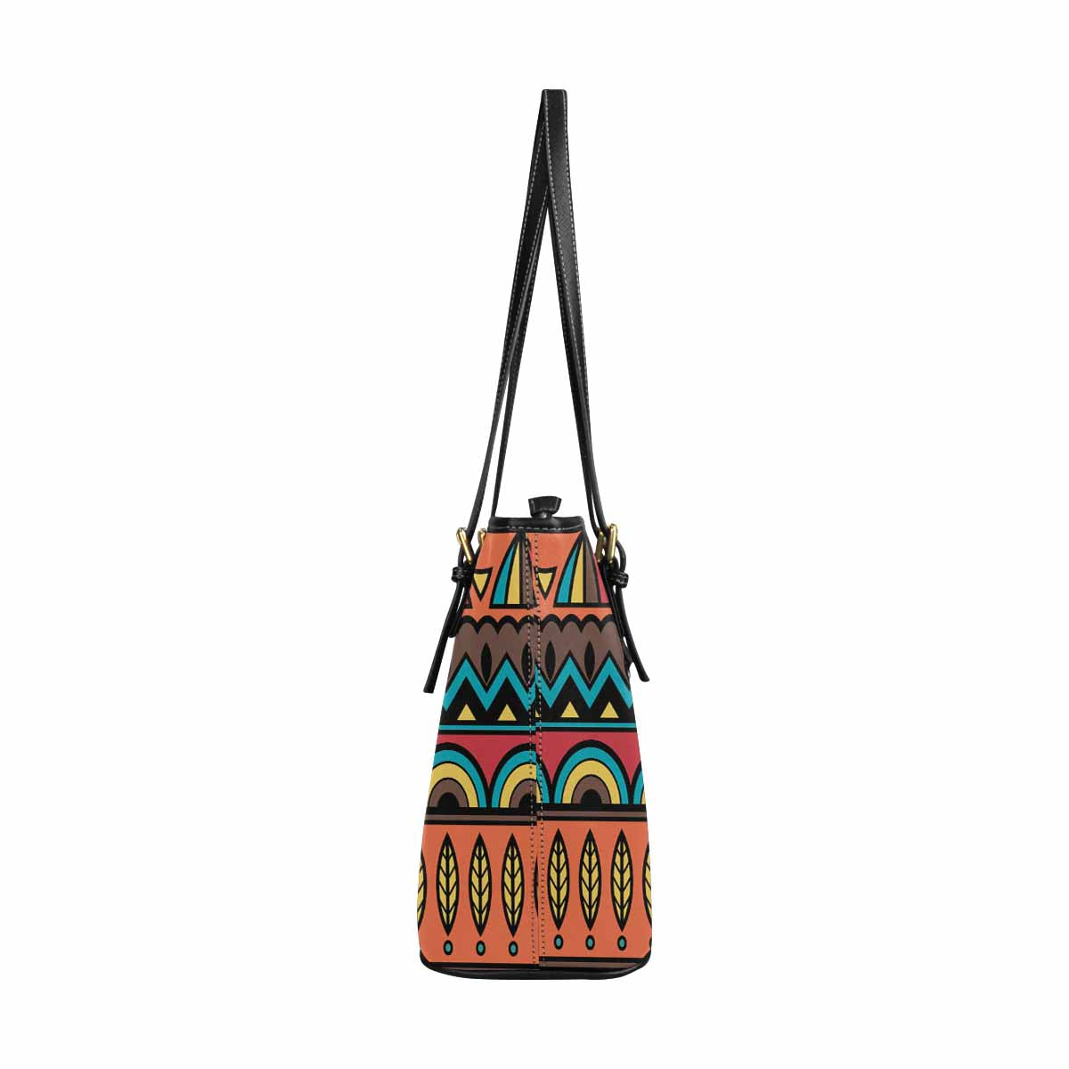 Large Leather Tote Shoulder Bag - Bohemian Multicolor Illustration