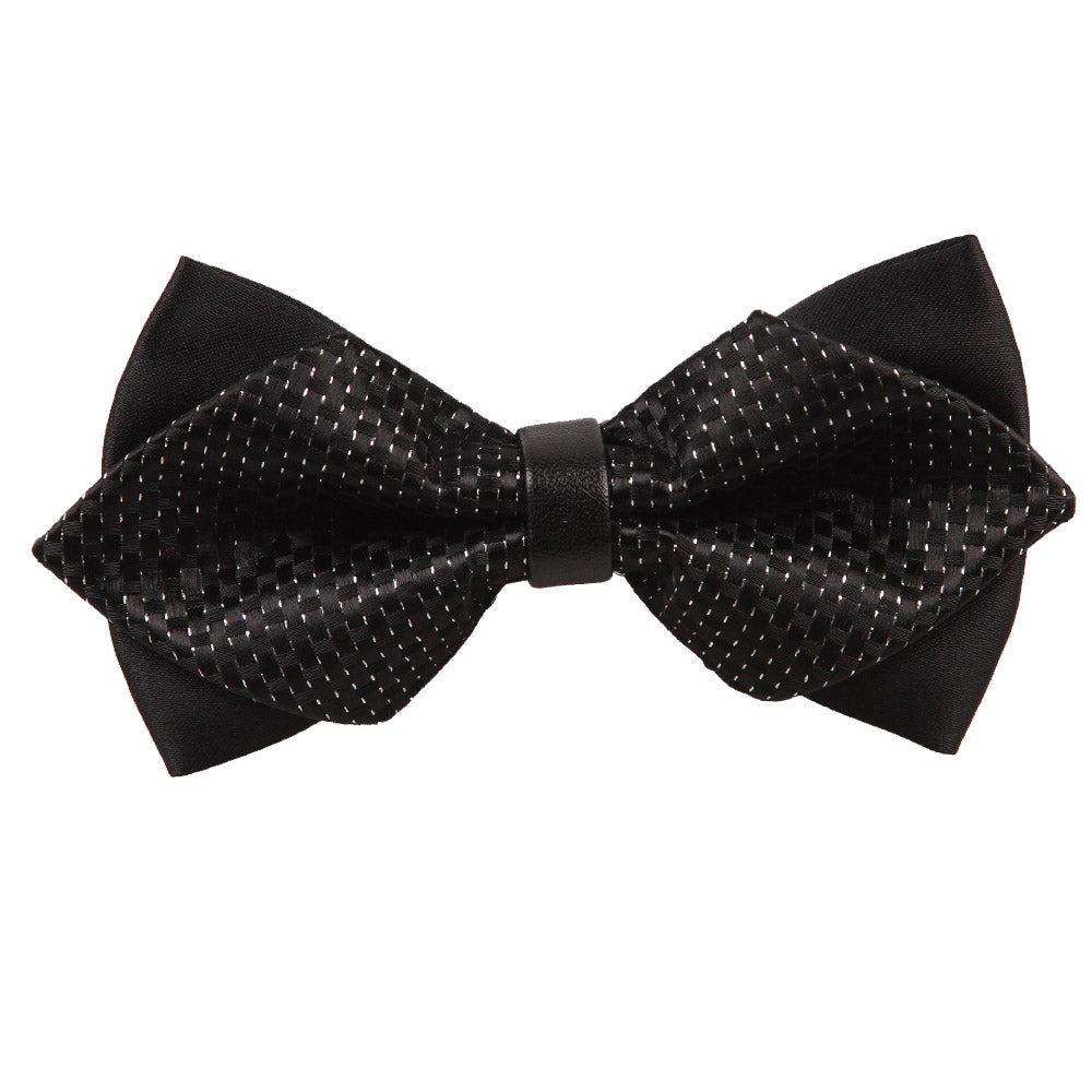 Diamond Tip Pre-Tied Bow Tie - Checkered Black &amp; Grey