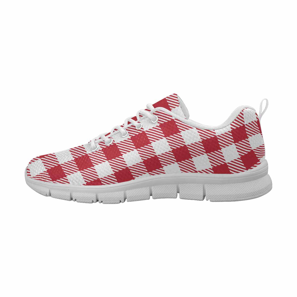 Sneakers For Men,   Buffalo Plaid Red And White - Running Shoes Dg863