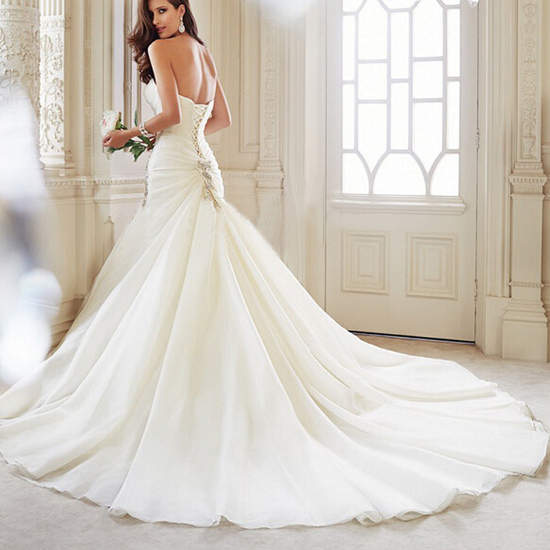 Backless Fishtail Tail Bridal Wedding Dress