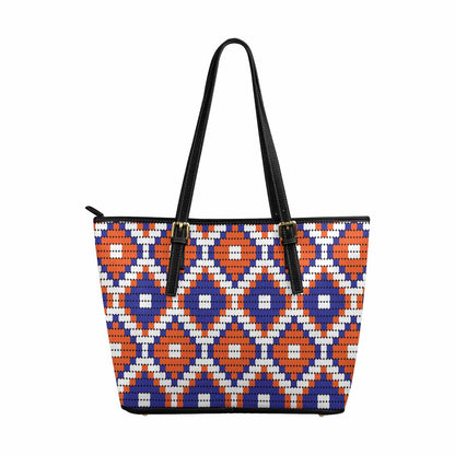 Large Leather Tote Shoulder Bag - Bohemian Multicolor Illustration