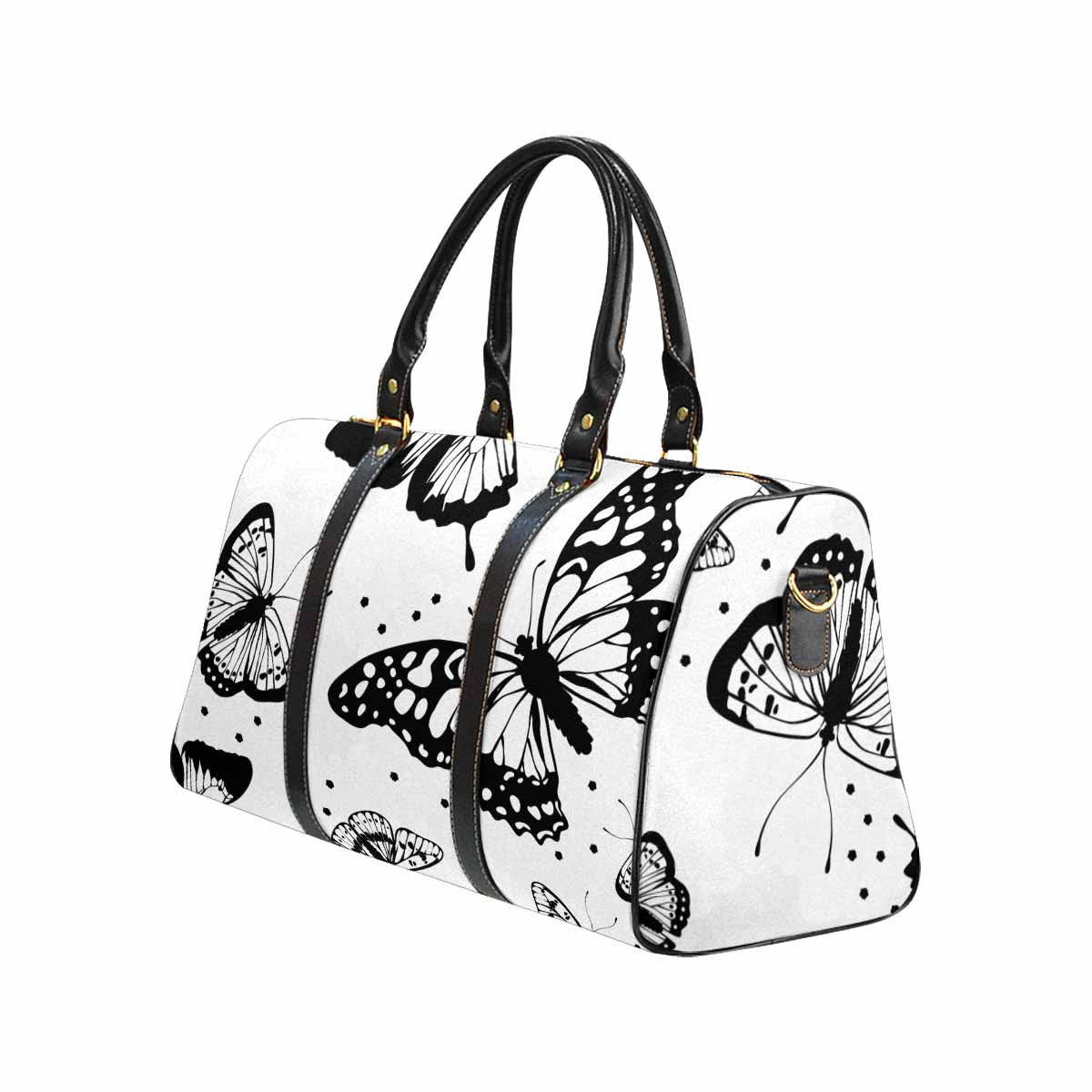 Travel Bag, White And Black Butterfly Print