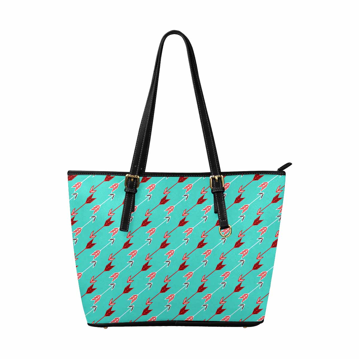 Large Leather Tote Shoulder Bag - Bohemian Pattern Illustration