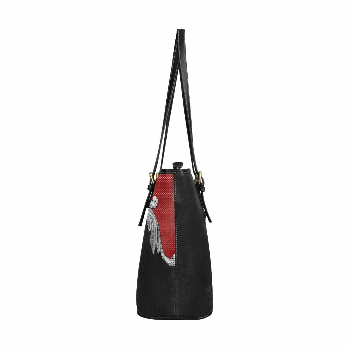 Large Leather Tote Shoulder Bag -  Black Multicolor Handbag