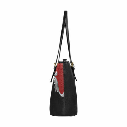 Large Leather Tote Shoulder Bag -  Black Multicolor Handbag