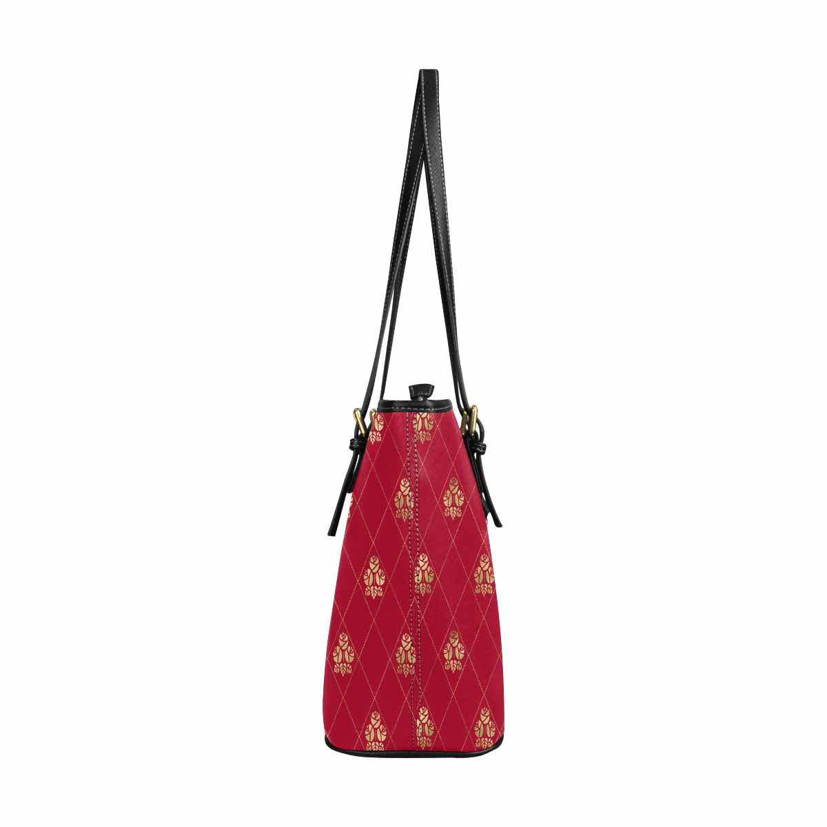 Large Leather Tote Shoulder Bag -  Red