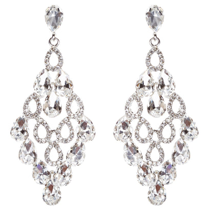 Bridal Wedding Jewelry Crystal Rhinestone Tear Drop Shape Earrings