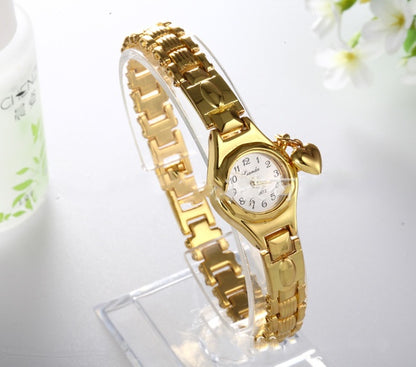 Goud dames armbandhorloge honing hart strass casual roestvrij staal