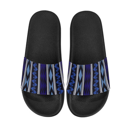 Damesslippers, flip-flop sandalen, donkerblauwe Azteekse print