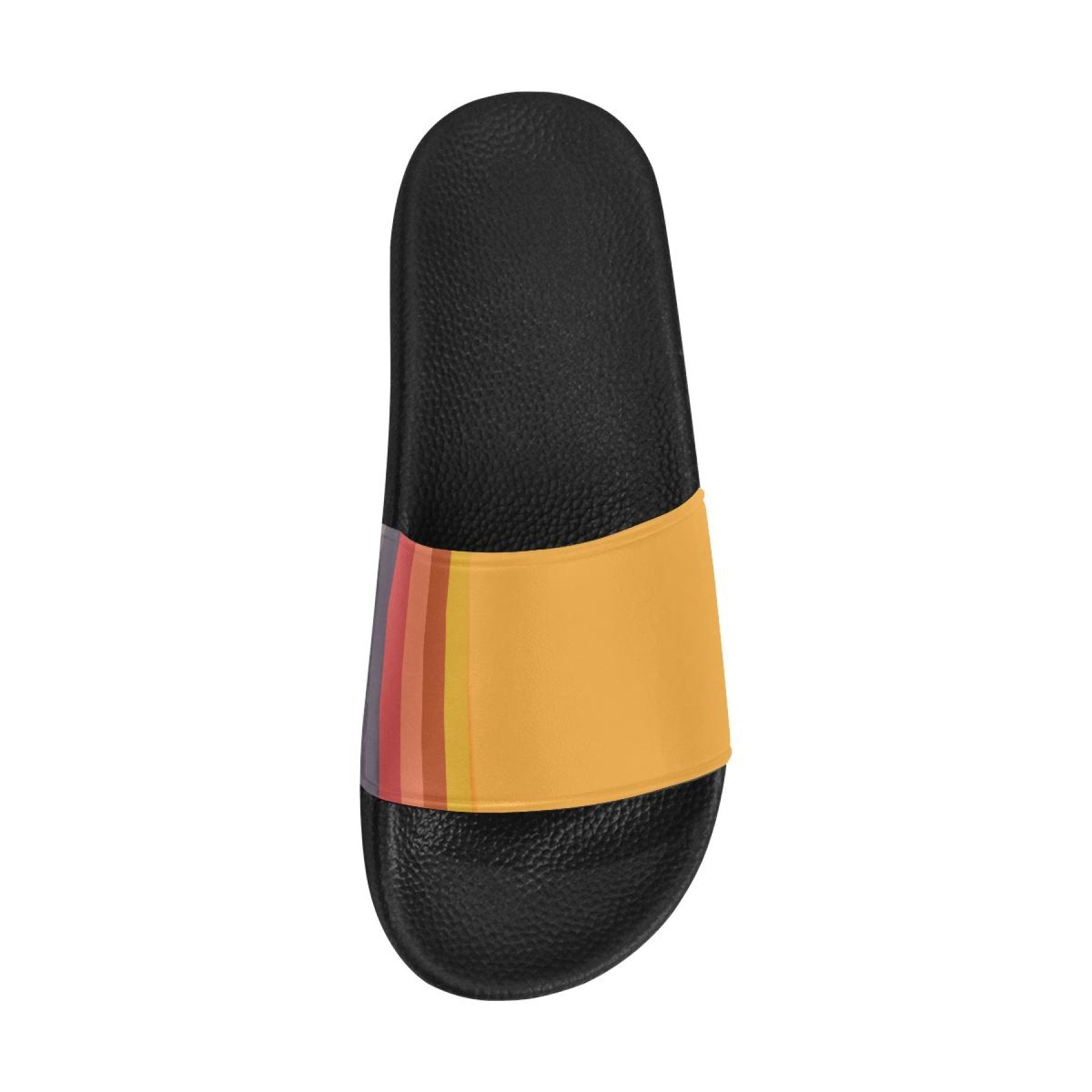 Womens Slides, Flip Flop Sandals, Yellow Multicolor Stripe Print