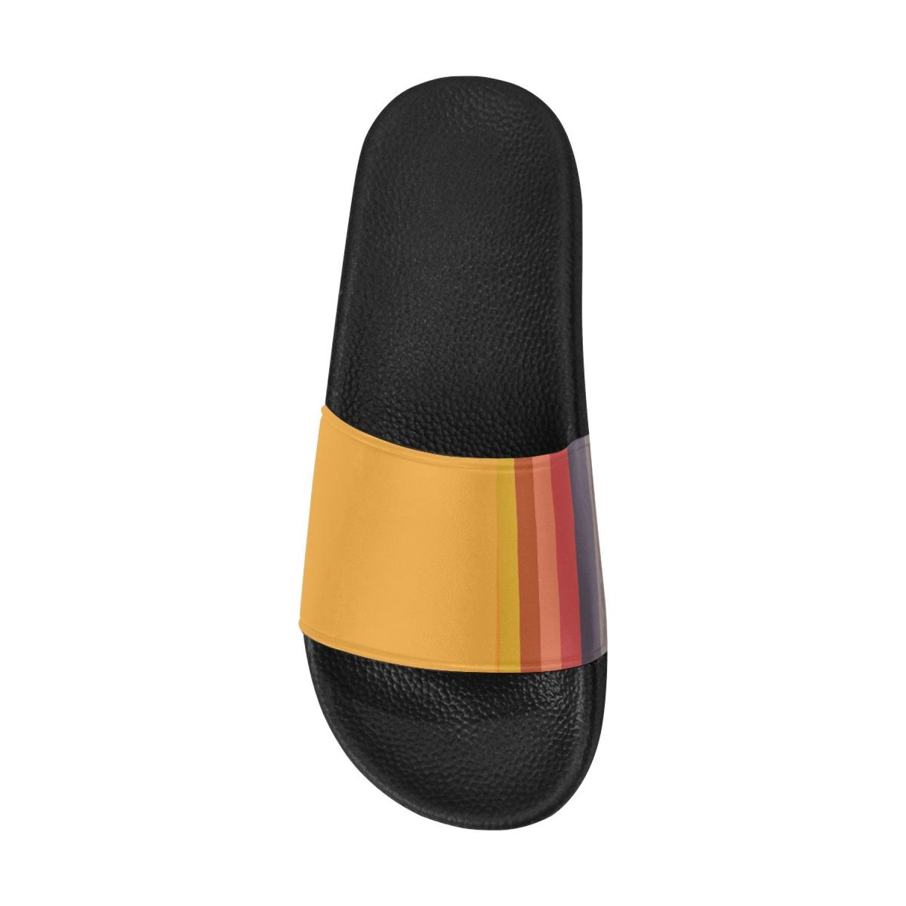 Womens Slides, Flip Flop Sandals, Yellow Multicolor Stripe Print