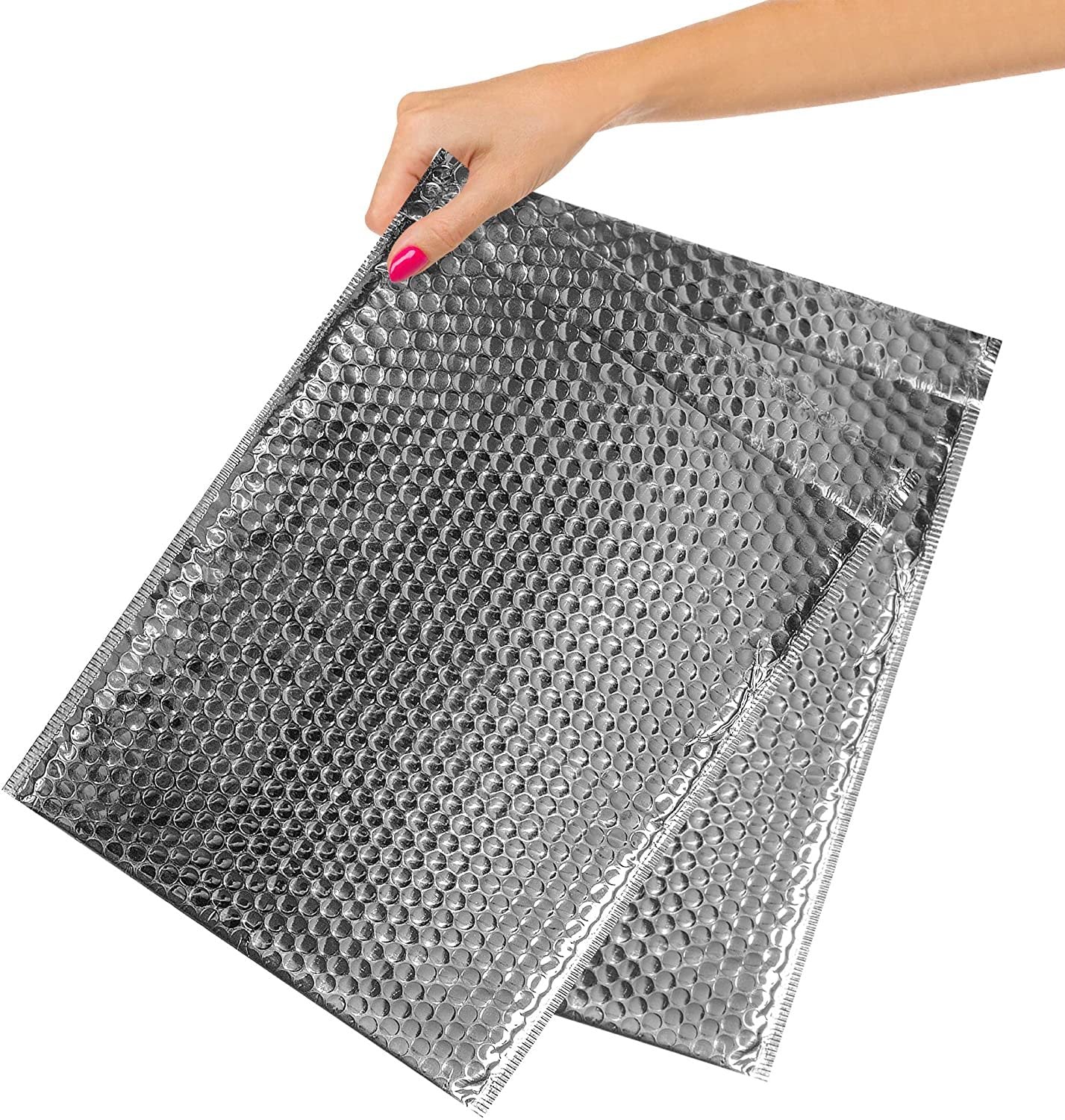 Metallic Silver Bubble Mailers 12 x 17, Poly Padded Envelopes Pack of